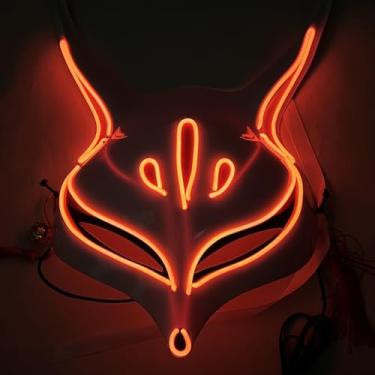 Imagem de Wetufin - Halloween Fox Purge Mask Led Light Up Mask Scary Mask Glow Mask EL Wire LED Mask for Festival Party Gifts Couple Mask, Purge Mask for Kids Man Woman Adult, Red