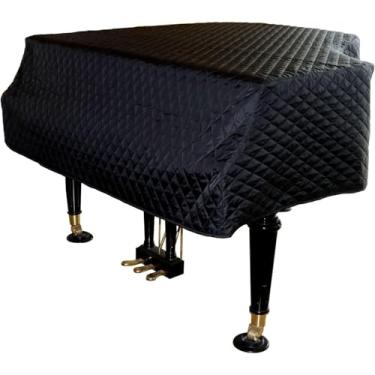Imagem de Capa protetora para piano de cauda, ​​à prova de poeira, à prova d'água, para bebê, capa decorativa completa para piano, padrão de diamante preto, 160 cm/63 polegadas