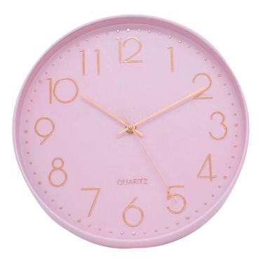 Imagem de Relógio De Parede Rosa Grande Redondo - 30x30cm