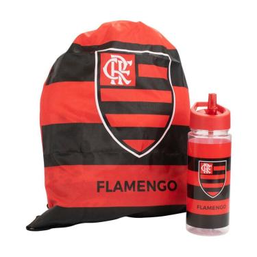 Imagem de Kit Presente Flamengo Garrafa De Bico 450ml + Mochila Saco