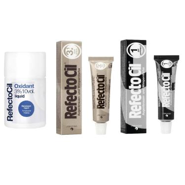 Imagem de Kit Refectocil Tintura Sobrancelhas Castaho Claro 3.1 + Preto 1.0 + Ox 100ml