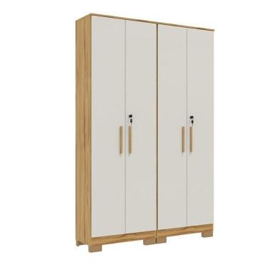 Imagem de Conjunto de Armário Multiuso 2 Peças 100% Mdf Prisma Espresso Móveis Amêndoa/Off White