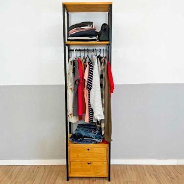 Imagem de Arara de Roupas Middle Style Industrial Slim com 1 Gaveteiro Nozes e P