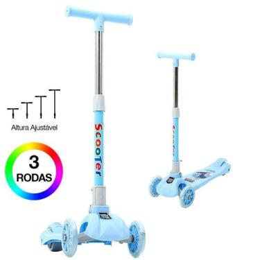 Imagem de Brinquedo Patinete Infantil de Meninos 3 Rodas Azul C Led - DM Toys