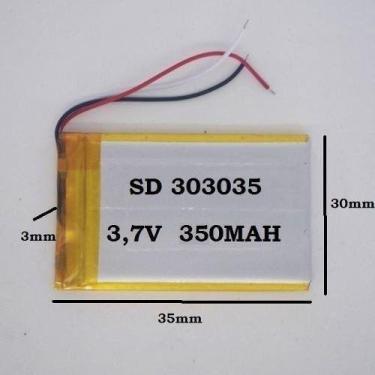 Imagem de Bateria 3mm X 30mm X 35mm Com 3 Fios 300mah 3,7v - bgb