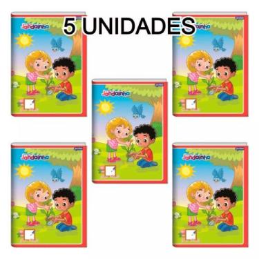 Imagem de Kit 5 Cadernos Brochurão 80 Folhas Sem Pauta Capa Dura Estampas - Mate