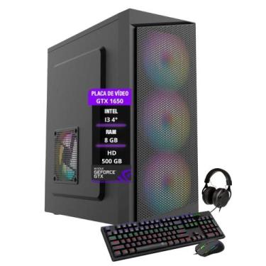 Imagem de Computador PC Gamer I3 4 GTX 1650 8GB RAM HD500GB SSD120GB - Intel