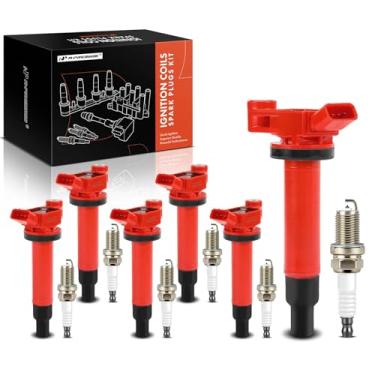 Imagem de A-Premium Conjunto de 12 bobinas de ignição e velas de ignição de irídio compatíveis com Toyota Camry 2002-2006, Highlander 2001-2010, Sienna 2001-2006, Avalon 2000-2004, Solara e Lexus RX300, RX400h,