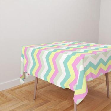 Imagem de Toalha De Mesa Retangular 6 Lugares Tecido Oxford Chevron Candy Colori