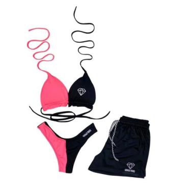 Imagem de Conjunto Biquíni Com Bojo Cortininha Gringas Model, Rosa, Chiclete, Un