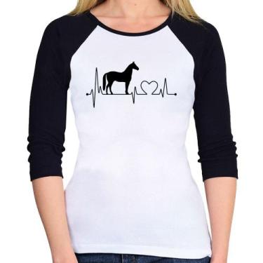 Imagem de Baby Look Raglan Cavalo Batimentos Cardíacos Manga 3/4 - Foca na Moda,