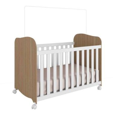 Imagem de Berço Americano Uli Baby Home Branco Brilho/Carvalho - Peroba