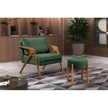 Imagem de Poltrona Decorativa Mona Luxo Madeira Maciça Veludo Verde - TH Decoraç