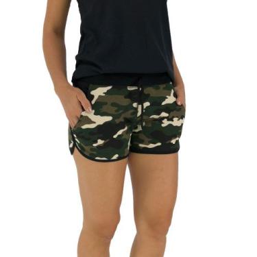 Imagem de Shortinho Feminino MXD Conceito Camuflado Verde Detalhe Preto, Feminin