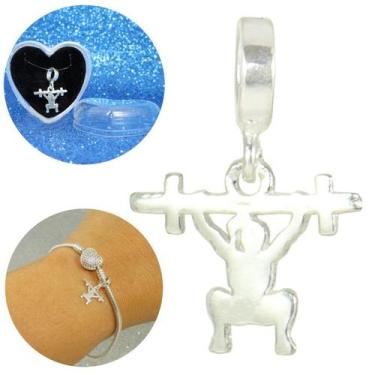 Imagem de Berloque Charms Agachamento Academia exercício funcional Prata Lei - L