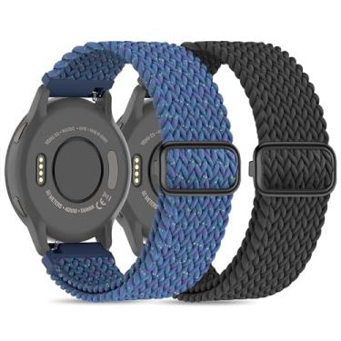 Imagem de Folavii Pulseiras de relógio de nylon trançado de 18 mm compatíveis com Garmin Venu 2S/Venu 3S/Vivoactive 4S/Vivomove 3S/Forerunner 255S/Forerunner 265S, pulseira de tecido elástico macio de liberação