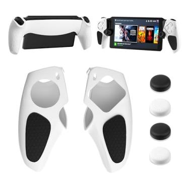 Imagem de RHOTALL Silicone Non-Slip Grip Protective Case for PlayStation Portal,Soft Protection Skin Cover for PS Portal Remote Player, Anti fingerprint Handle Shell for PS5 Portal,4 Thumb Grips-white+black