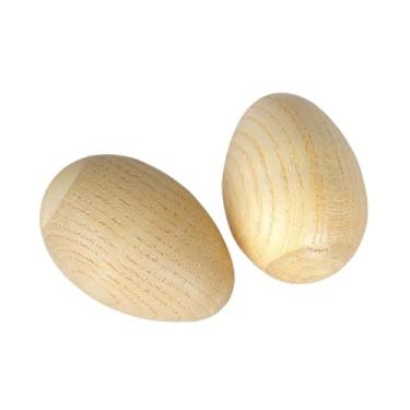 Imagem de Kokiya 2x ovo de madeira maracas musical ovo lixado mão shakers instrumento para crianças, M