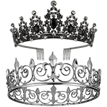 Imagem de AOPRIE Tiara e coroa Artemis King & Queen para mulheres e homens, cristal, Normal, Cristal, liga, strass