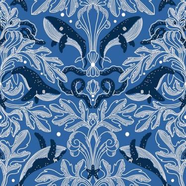 Imagem de ReWallpaper Papel de parede azul costeiro descasque e cole vinil tubarão oceano papel de parede adesivo para banheiro papel de parede impermeável 44,5 cm x 3 m