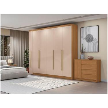 Imagem de Guarda-roupa Casal com Espelho 6 Gavetas 6 Portas Kappesberg Dakota Cl