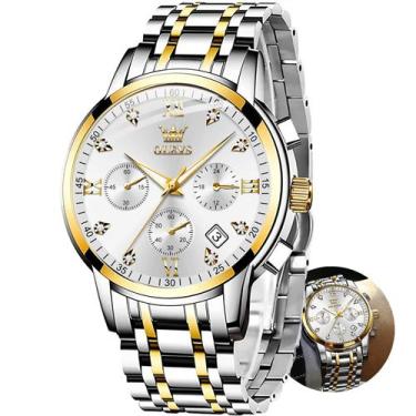 Imagem de Relógio OLEVS Cronógrafo Masculino - Design em Dois Tons (Prata e Ouro
