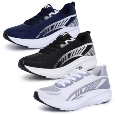 Imagem de Kit 3 Pares Tênis Masculino Esportivo Combo Academia Treino (Branco+Preto+Azul Marinho, BR, Adulto, Numérico, 42)