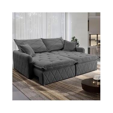 Imagem de Sofá 3 lugares Cama inBox Sublime com Assento Retrátil e Encosto Reclinável em Boucle - 200cm de Largura