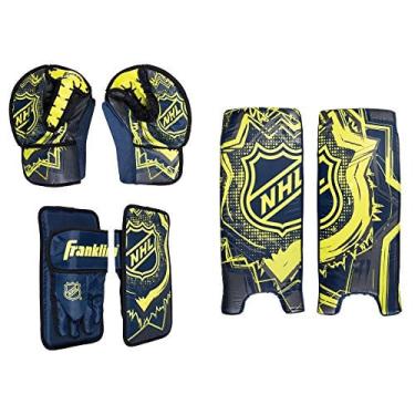 Imagem de Franklin Sports Kids Street Hockey Goalie Pads Set - Juventude Mini + Street Hockey Goalie Gear - Bloqueador Júnior, Luva + Almofadas - Equipamento de