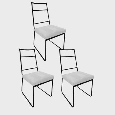 Imagem de Kit 03 Cadeiras Sala de Jantar Escritório Office Stark Industrial Ferro Preto Corino Br...