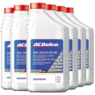 Imagem de 6 Litros Oleo De Motor 0w20 Api Sn Sintetico Chevron Ecoflex Acdelco Onix /prisma /spin /s10 /cruze