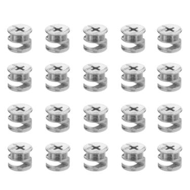 Imagem de 20 travas prateadas para móveis, fixadores de trava de câmera de móveis de 15 x 13 mm, compatíveis com peças de hardware IKEA, peças sobressalentes de reparo de rodas excêntricas, conjuntos de porcas