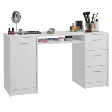 Imagem de Escrivaninha Penteadeira 136cm 1 Porta 3 Gavetas Branco Madesa