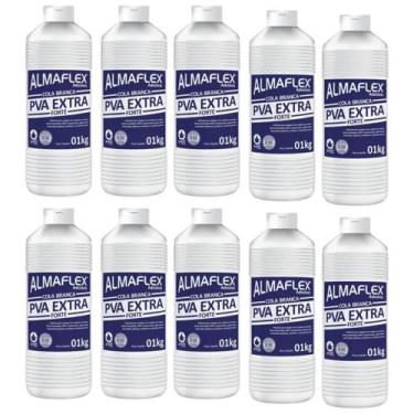 Imagem de Kit 10 Cola Pva Extra Forte Branca 1kg Madeira Mdf Concreto Almaflex
