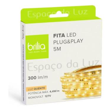 Imagem de Fita Led Dimerizável 4,4w/m Ip66 127v 5m Luz Quente Brilia-435953
