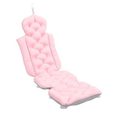 Imagem de Travesseiro de Luxo na Banheira, Confortável Anti Deslizamento Ergonômico Nas Costas Suportam Travesseiro de Banho Corpo Inteiro Fácil Limpar Versátil para Acessórios Spa (Rosa)