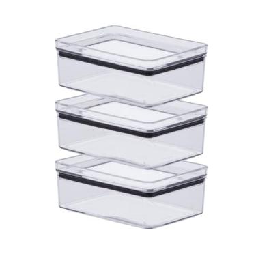 Imagem de " Kit 3 Potes Herméticos Porta Frios 770ml Cozinha Armário Geladeira Empilháveis Vedação Hermética em Silicone BPA Free Transparente Resistente para Mussarela Presunto Bacon Queijos Salame "