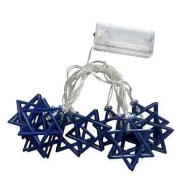 Imagem de Ioensy Luzes de corda de fada em forma de estrela, luzes de corda de fada, decorações de luz à prova d'água, 9,8 pés para Páscoa, judaísmo judaico, Azul