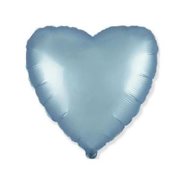 Imagem de Balão de Festa Metalizado 20" 50cm - Coração Azul Pastel - 01 Unidade 