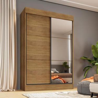 Imagem de Guarda Roupa Casal 2 Portas Correr c/ Espelho Chicago Cedro - Rud Rack