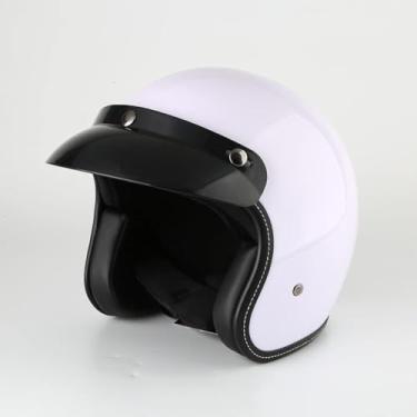 Imagem de Capacete De Motocicleta Meia, Capacete De Motocicleta Retro Anti-colisão Jet 3/4 Com Aba Destacável Meio Capacete De Motocicleta Vintage Masculino E Feminino Certificado Ece/dot, B, M(57cm-58cm)