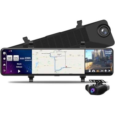 Imagem de Dash Cam 12 "4g Wifi Touch Screen Car Dvr, Droid 8.1 Gps Navegação Adas Dash Câmera Gravador Espelho Retrovisor Com Câmera De Backup
