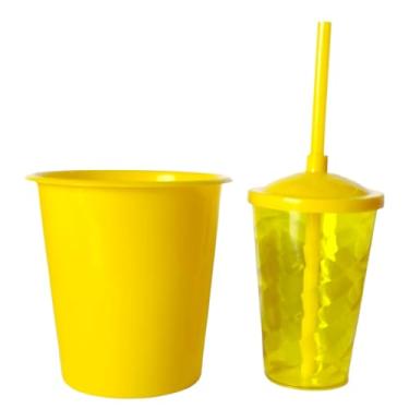 Imagem de Kit 20 Cinema Balde Pipoca 1litro + Copo Twister 400ml com Tampa e Canudo (AMARELO)