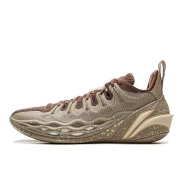 Imagem de LI-NING Jimmy Butler Buckets Tênis masculino de basquete profissional leve de alto rebote para uso ao ar livre ABAV023, Chinchila/Castanho Castanho, 39