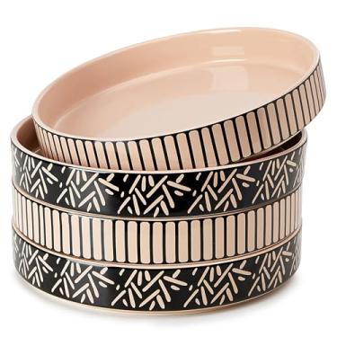 Imagem de Sweese Tigelas grandes de massa, tigelas de salada de 947 ml, conjunto de 4, tigelas empilháveis para jantar, salada, sobremesa - pode ser lavada no micro-ondas na lava-louças - Artisan Noir