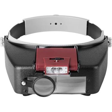 Imagem de Lupa De Cabeça Iluminada Led, Lupa De Óculos De Alta Potência Para Reparo De Relógios, Auxílio De Leitura De Artes & Ofícios, Ampliação 1.5x 3x 8.5x, Red