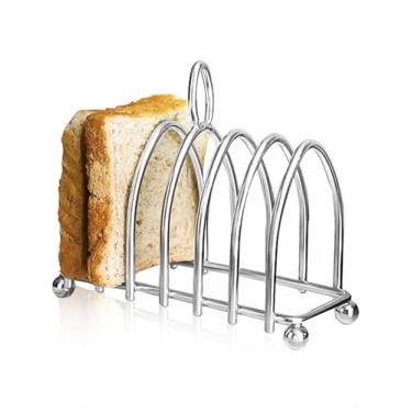 Imagem de Torradeira, suporte para pão de aço inoxidável, fácil de arrumar, 4 ou 6 fatias, tamanho: 33,4 x 7 cm, suporte para torradas para restaurantes, hotéis, cozinhas, cantinas, padarias (estilo 3)