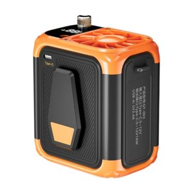 Imagem de predolo Ventilador de resfriamento pessoal para pescoço pendurado, fluxo de ar forte, IPX4, à prova d'água, cinto vestível para pendurar na cintura, para, Laranja