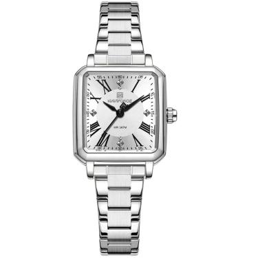 Imagem de Relógio Feminino Mostrador Quadrado Ponto de Luz em Aço Inoxidavel Impermeavel