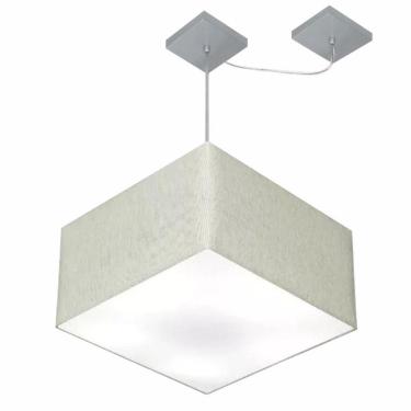Imagem de Lustre Pendente Quad C/ Desvio Md-4270 Cúpula em Tecido 30/35x35cm Rustico Cinza - Bivolt